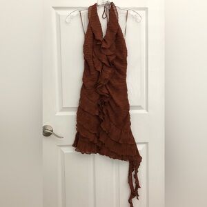 Halter dress by Zara, brown, Medium, stretchy
